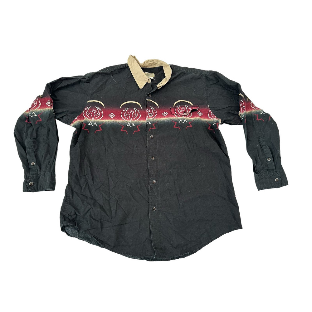 Vintage Express Rider Phoenix Striped Mens XL Western Snap Shirt VTG